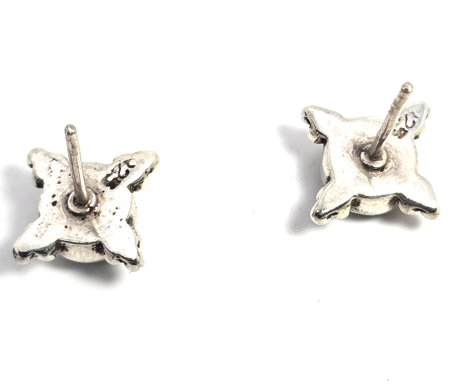 Labradorite shadow Bali tribal sterling silver vintage small earrings