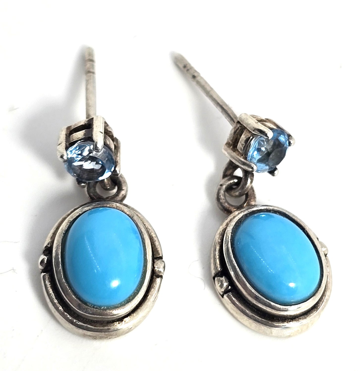 Sleeping Beauty Turquoise Blue Topaz Dangle Sterling Silver NF Earrings