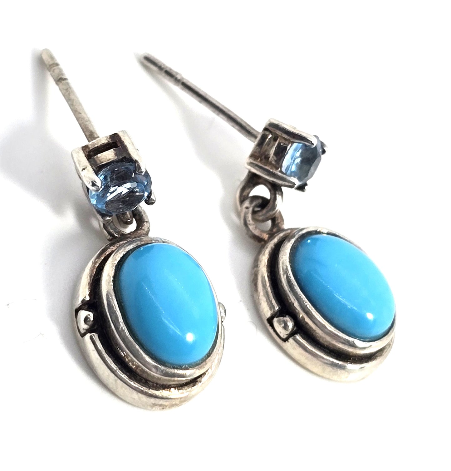 Sleeping Beauty Turquoise Blue Topaz Dangle Sterling Silver NF Earrings