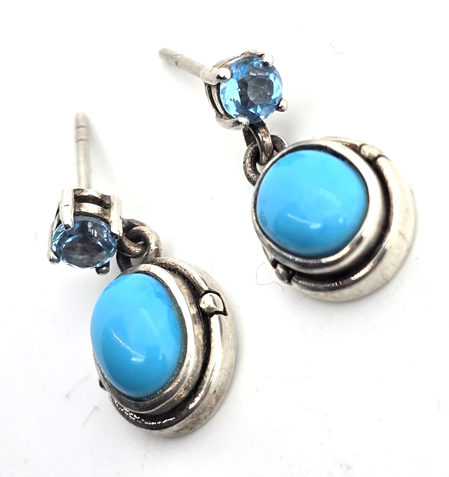 Sleeping Beauty Turquoise Blue Topaz Dangle Sterling Silver NF Earrings