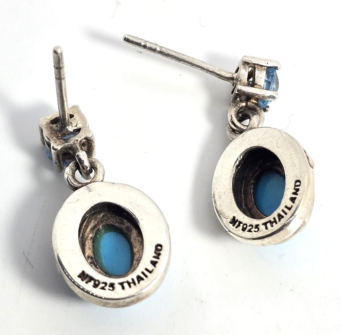 Sleeping Beauty Turquoise Blue Topaz Dangle Sterling Silver NF Earrings