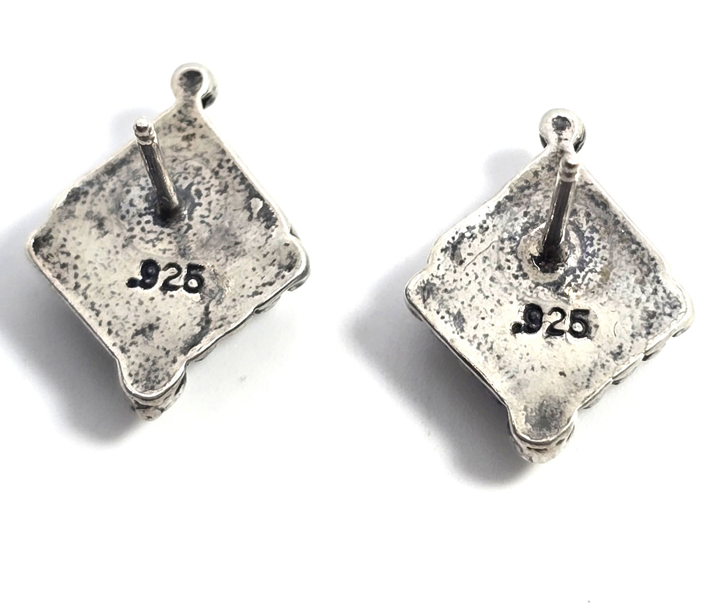 Blue opal tribal vintage sterling silver stud earrings