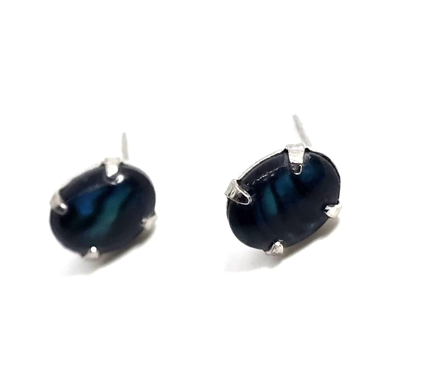 Abalone Paua shell sterling silver plated stud earrings