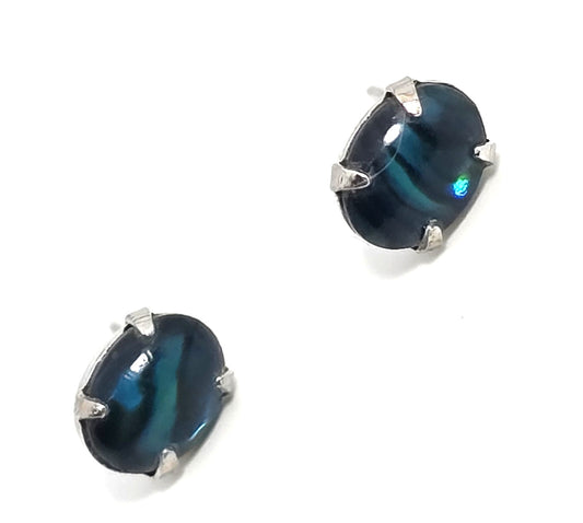 Abalone Paua shell sterling silver plated stud earrings