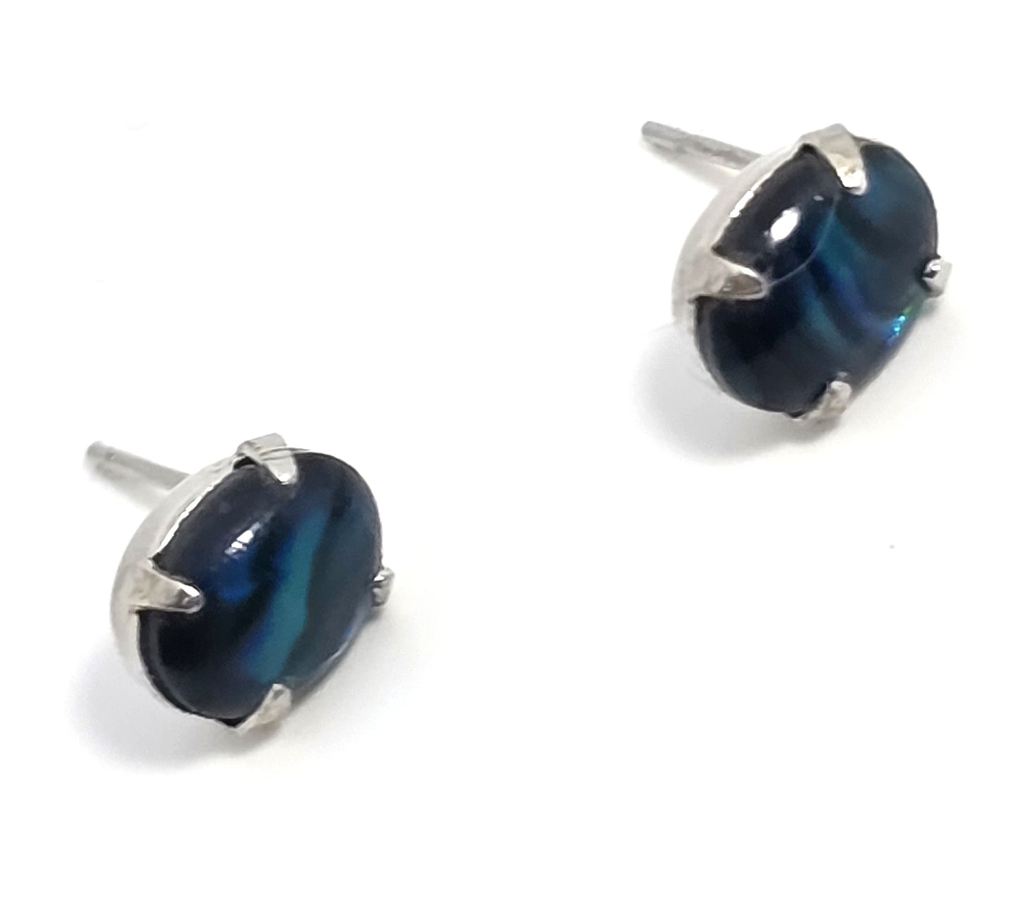 Abalone Paua shell sterling silver plated stud earrings