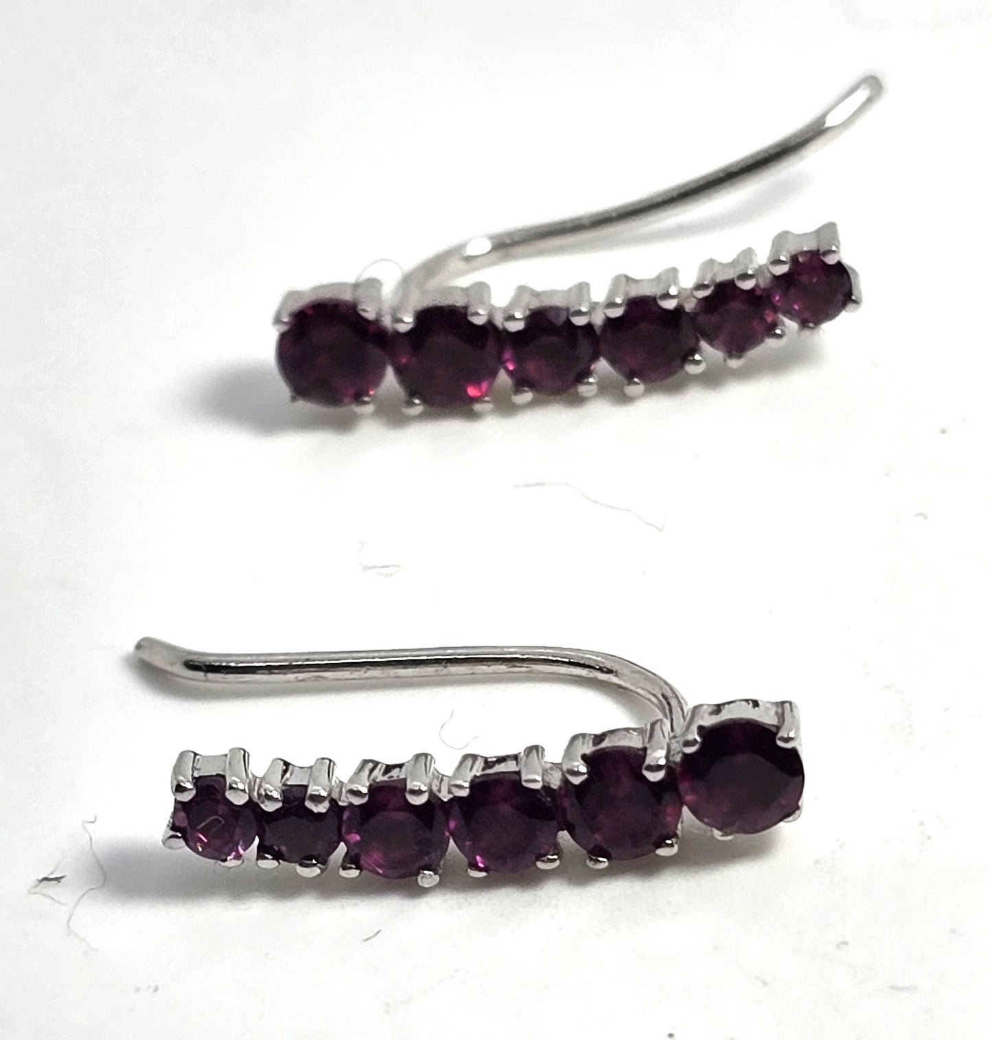 Pink tourmaline waterfall graduated gemstone sterling silver earrings SM