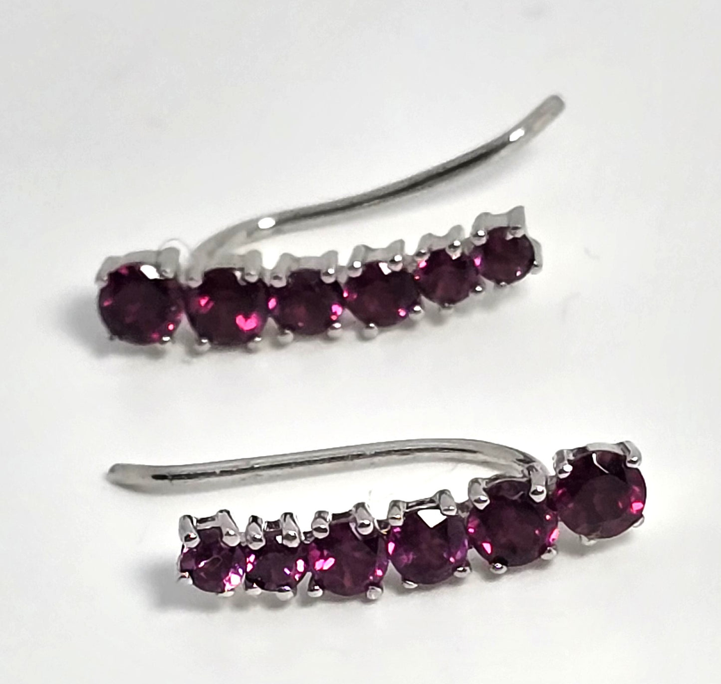 Pink tourmaline waterfall graduated gemstone sterling silver earrings SM