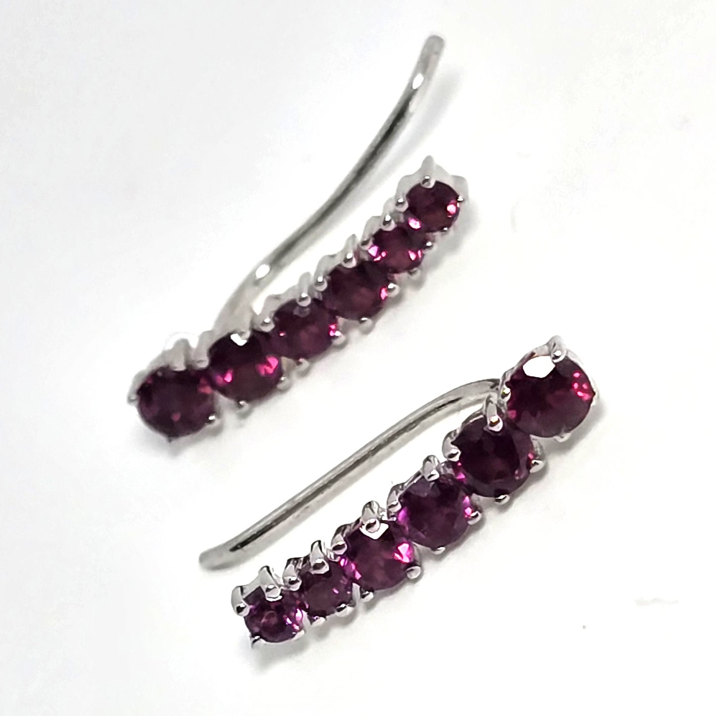 Pink tourmaline waterfall graduated gemstone sterling silver earrings SM