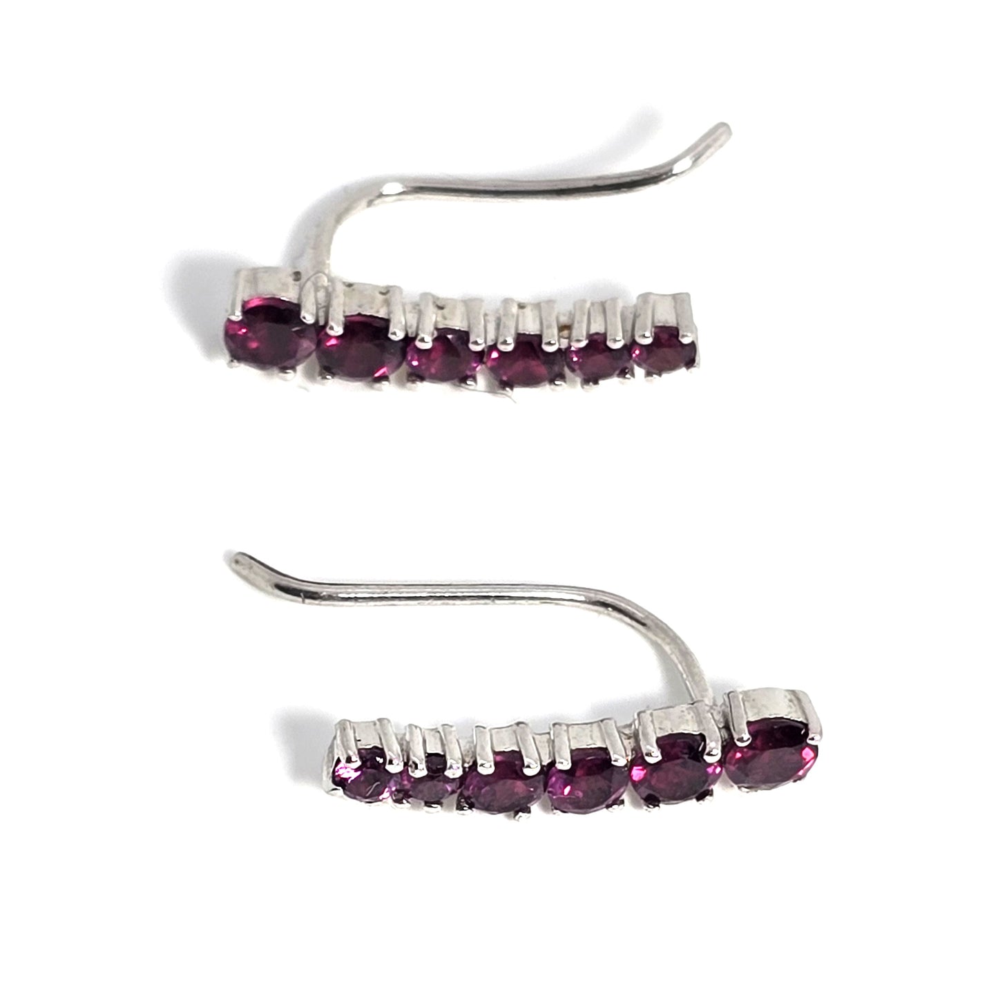 Pink tourmaline waterfall graduated gemstone sterling silver earrings SM