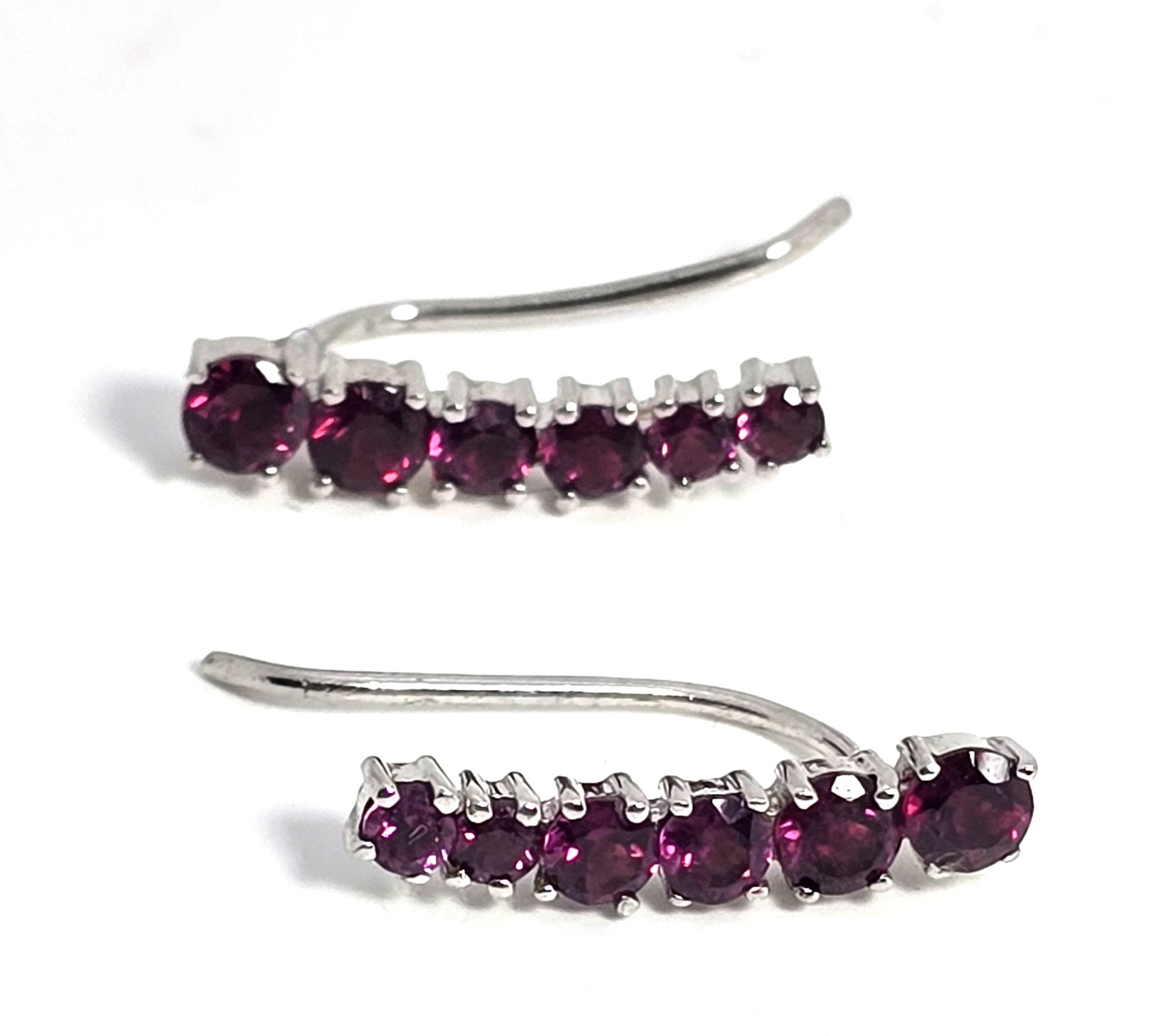Pink tourmaline waterfall graduated gemstone sterling silver earrings SM