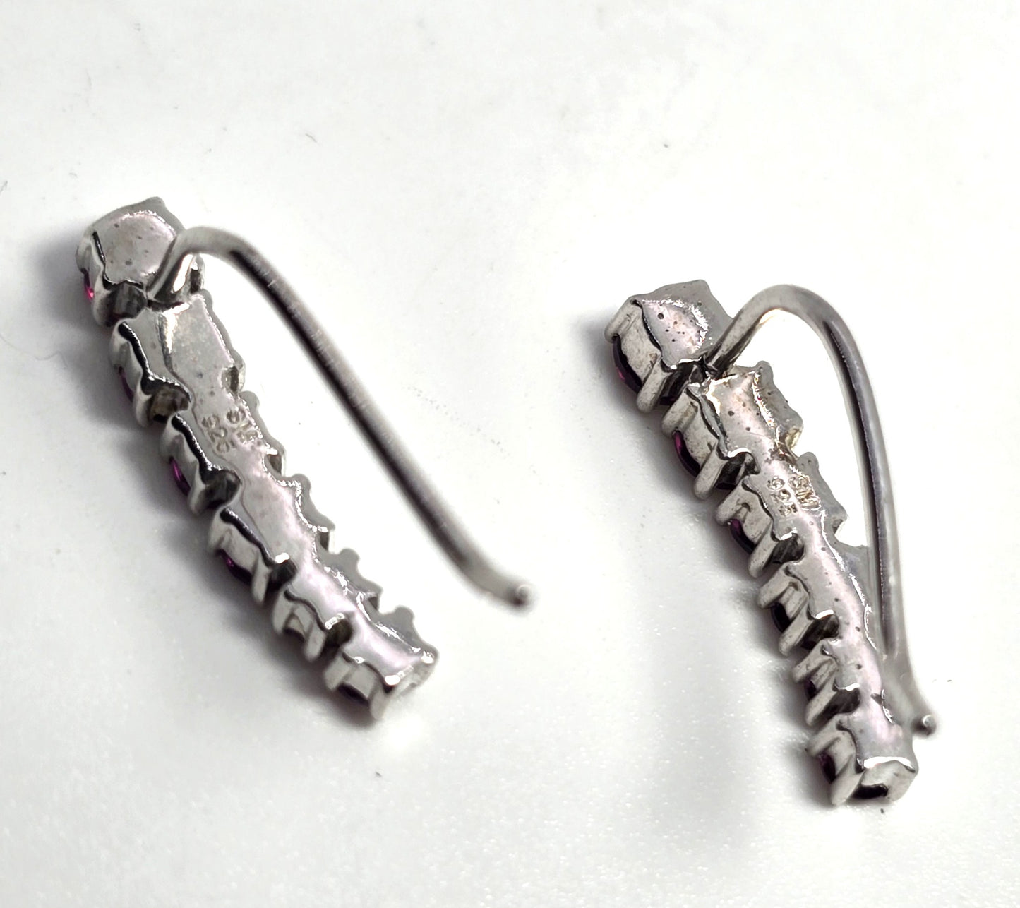 Pink tourmaline waterfall graduated gemstone sterling silver earrings SM