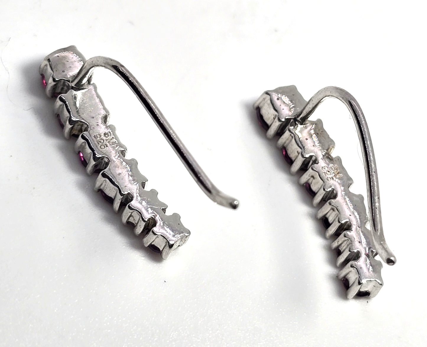 Pink tourmaline waterfall graduated gemstone sterling silver earrings SM