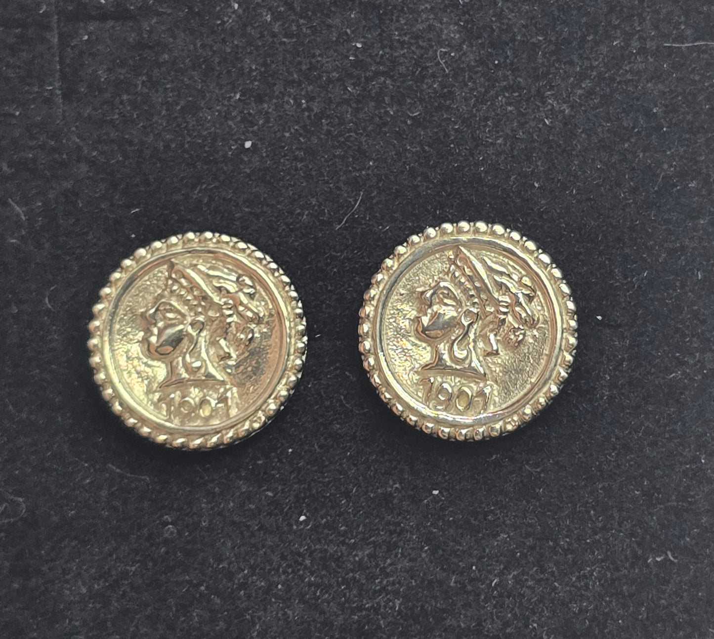 Sunken treasure sterling silver 1901 coin vintage stud earrings