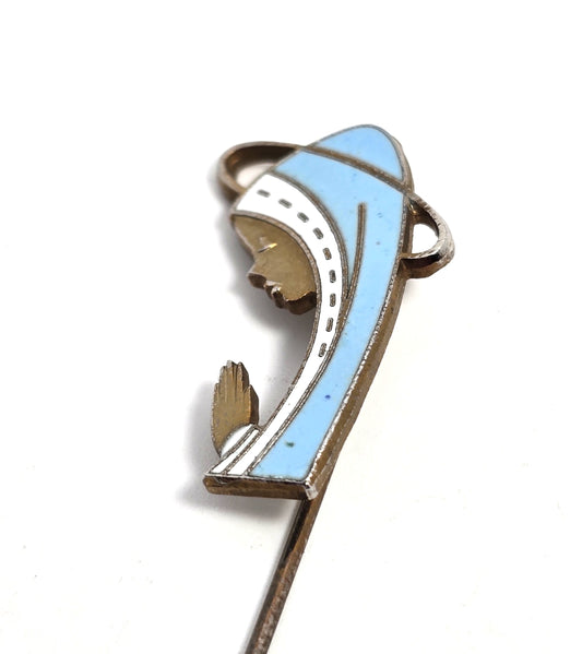 Miraculous medal blue enamel praying Mary Catholic stick lapel pin brooch