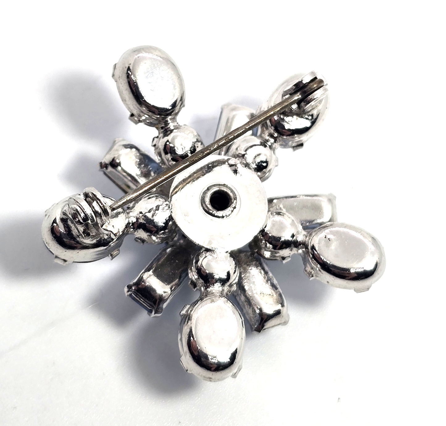 Light Blue vintage  rhinestone atomic star burst mid century vintage brooch