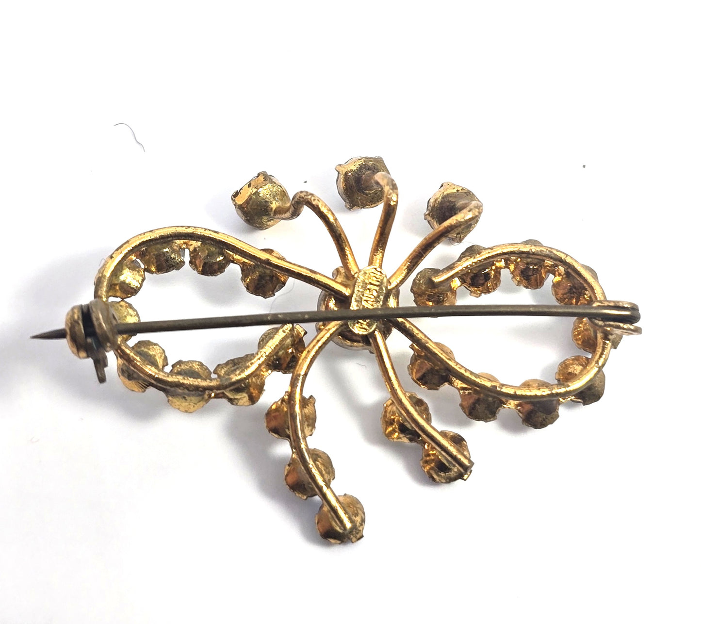 Austria Rainbow Aurora Borealis mid century MCM vintage rhinestone bow brooch