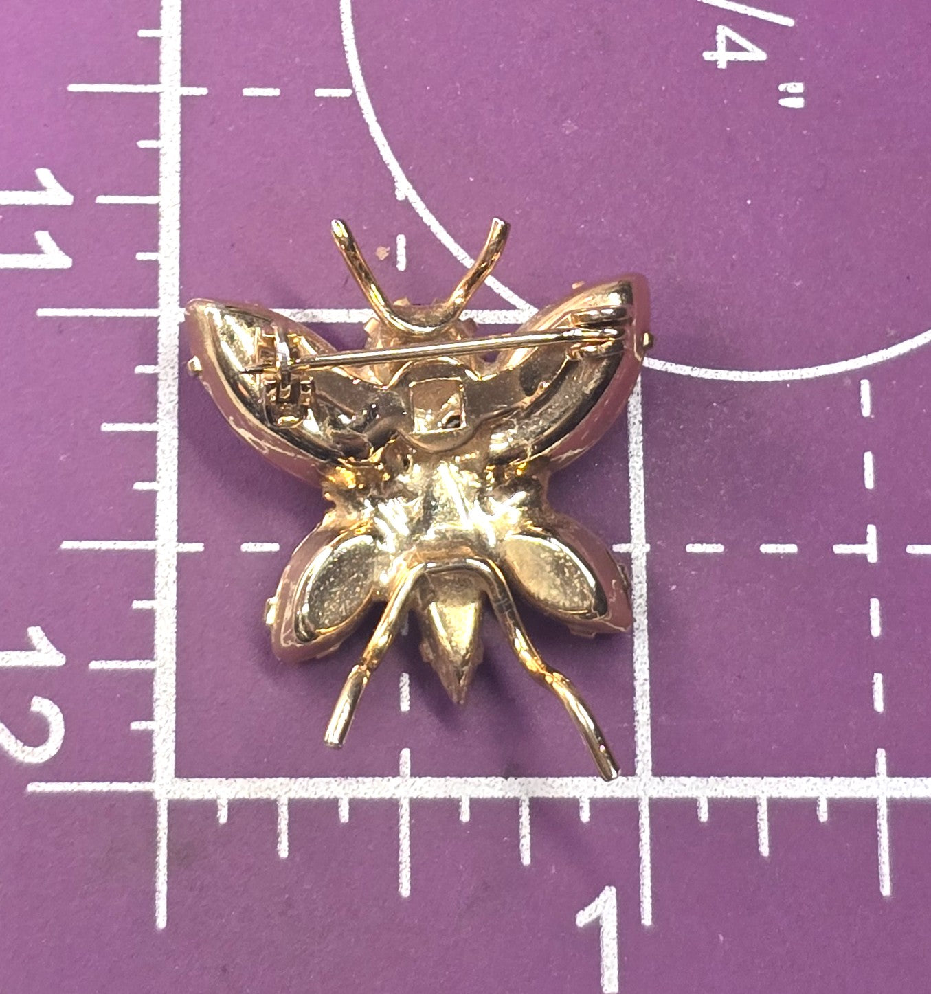 Red and Pink rhinestone vintage figural mid century butterfly brooch MCM