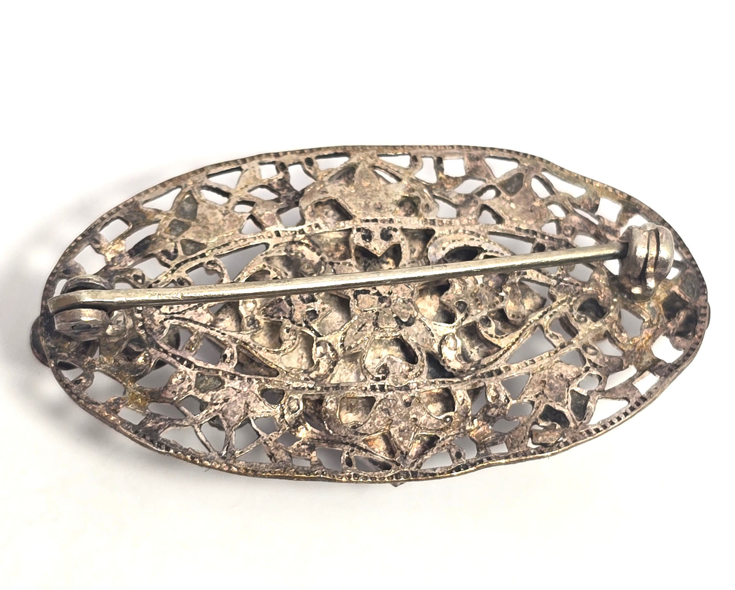 Art Deco Purple Star art glass rhinestone vintage brooch