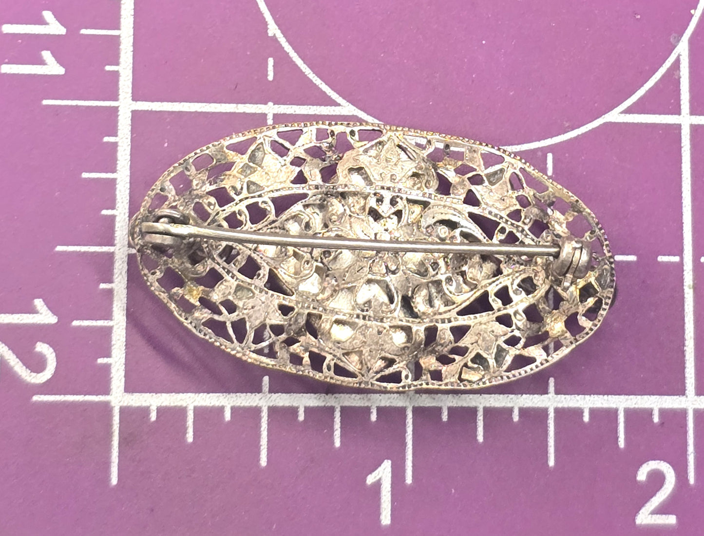 Art Deco Purple Star art glass rhinestone vintage brooch