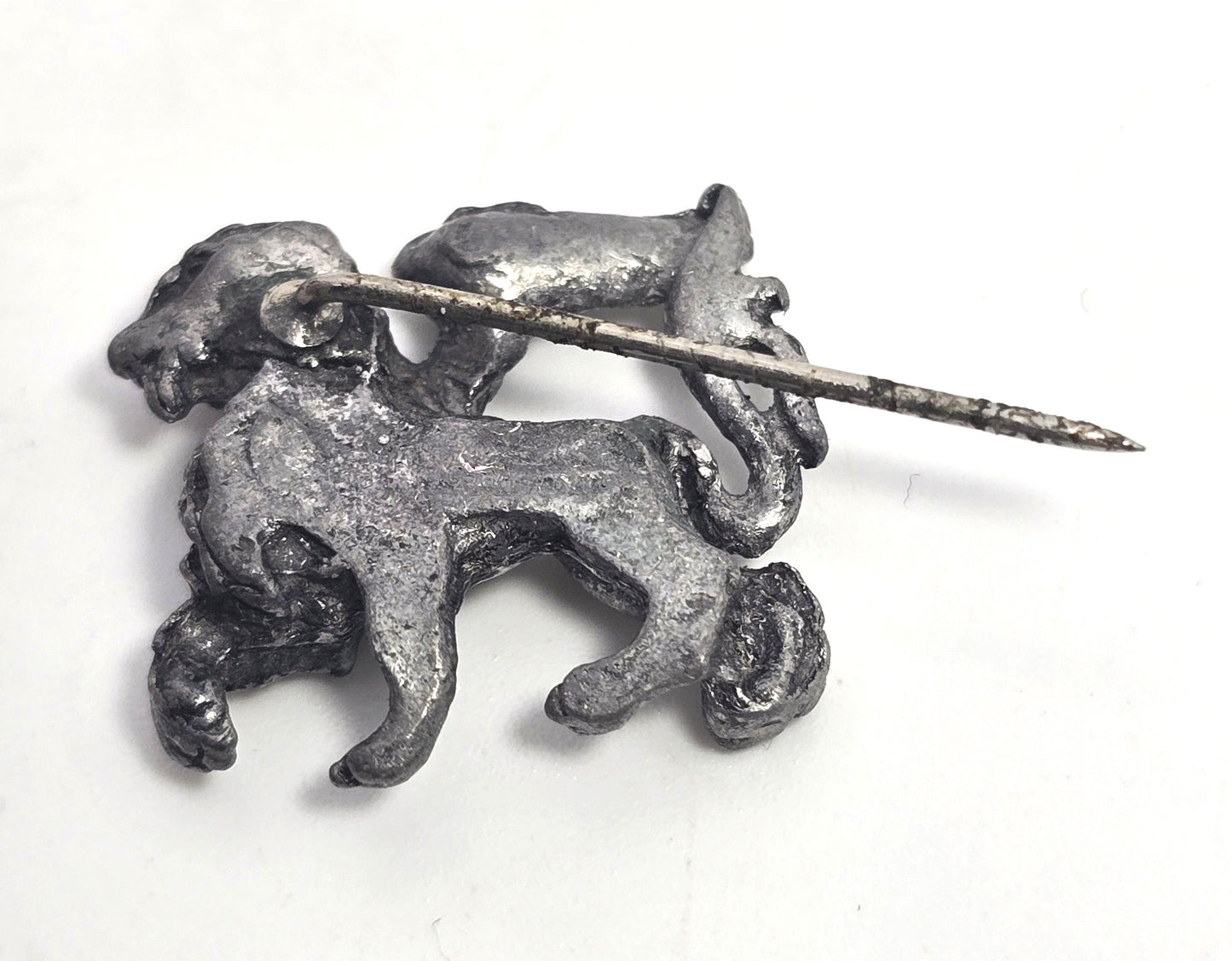 Victorian style Gryphon silver toned vintage stick lapel pin brooch