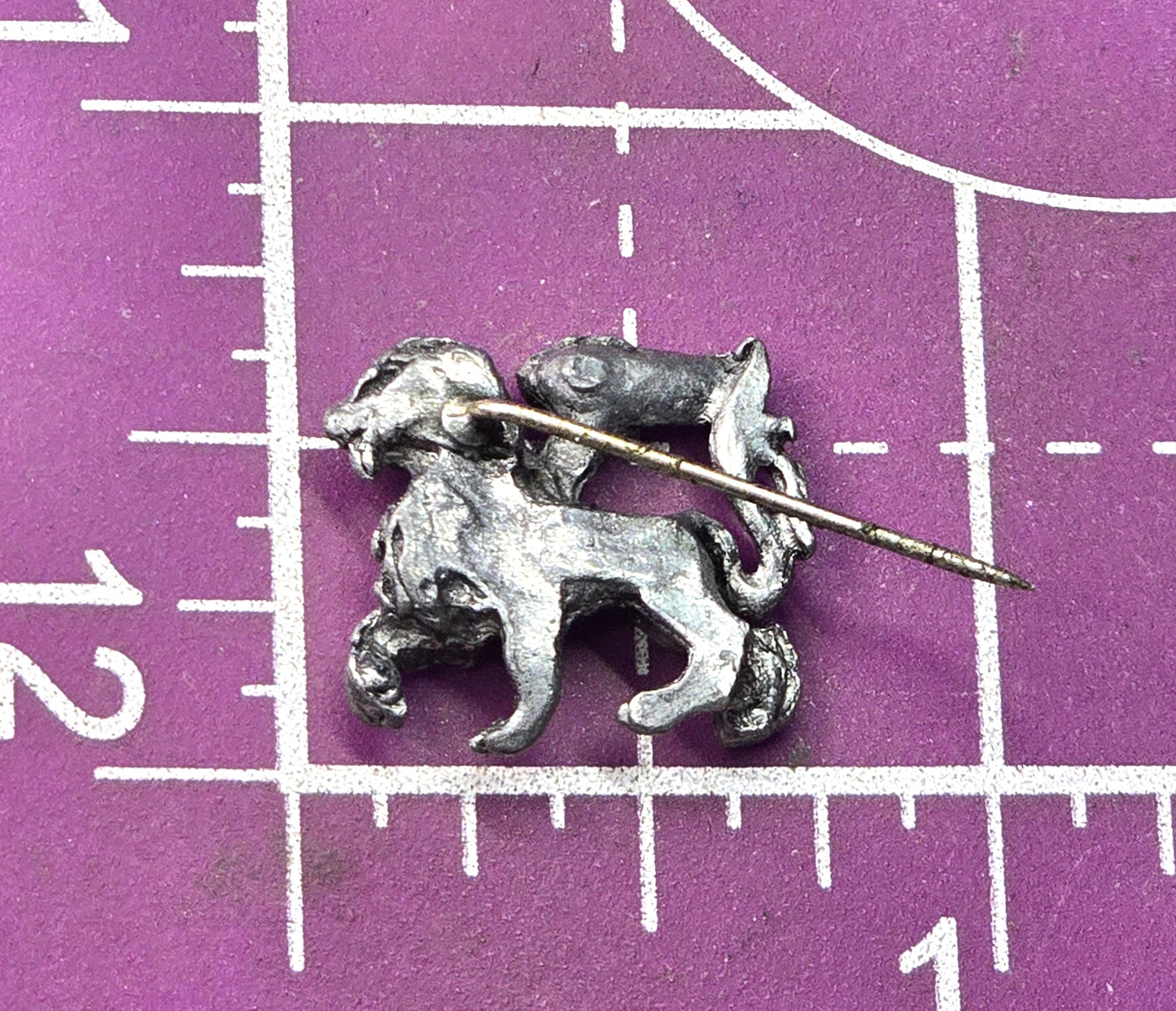 Victorian style Gryphon silver toned vintage stick lapel pin brooch