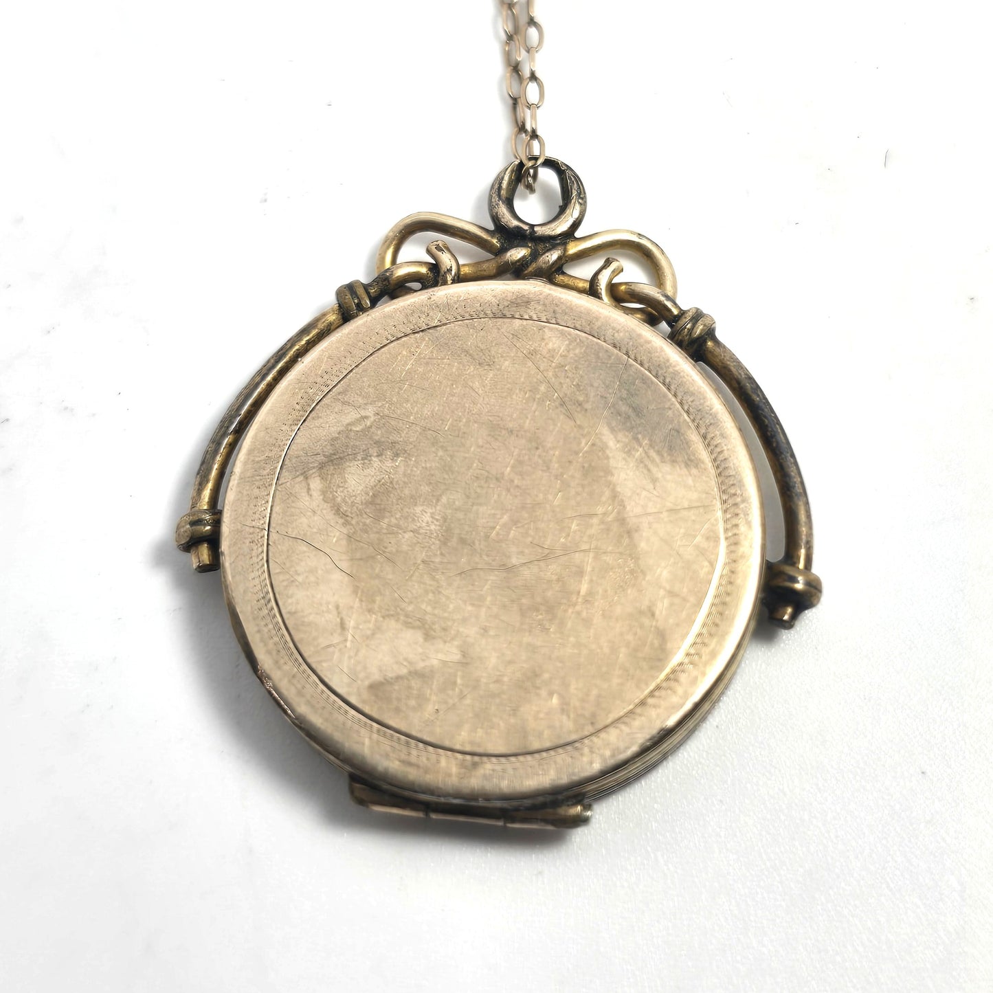 CQ&R antique gold filled etched antique Victorian locket necklace blank