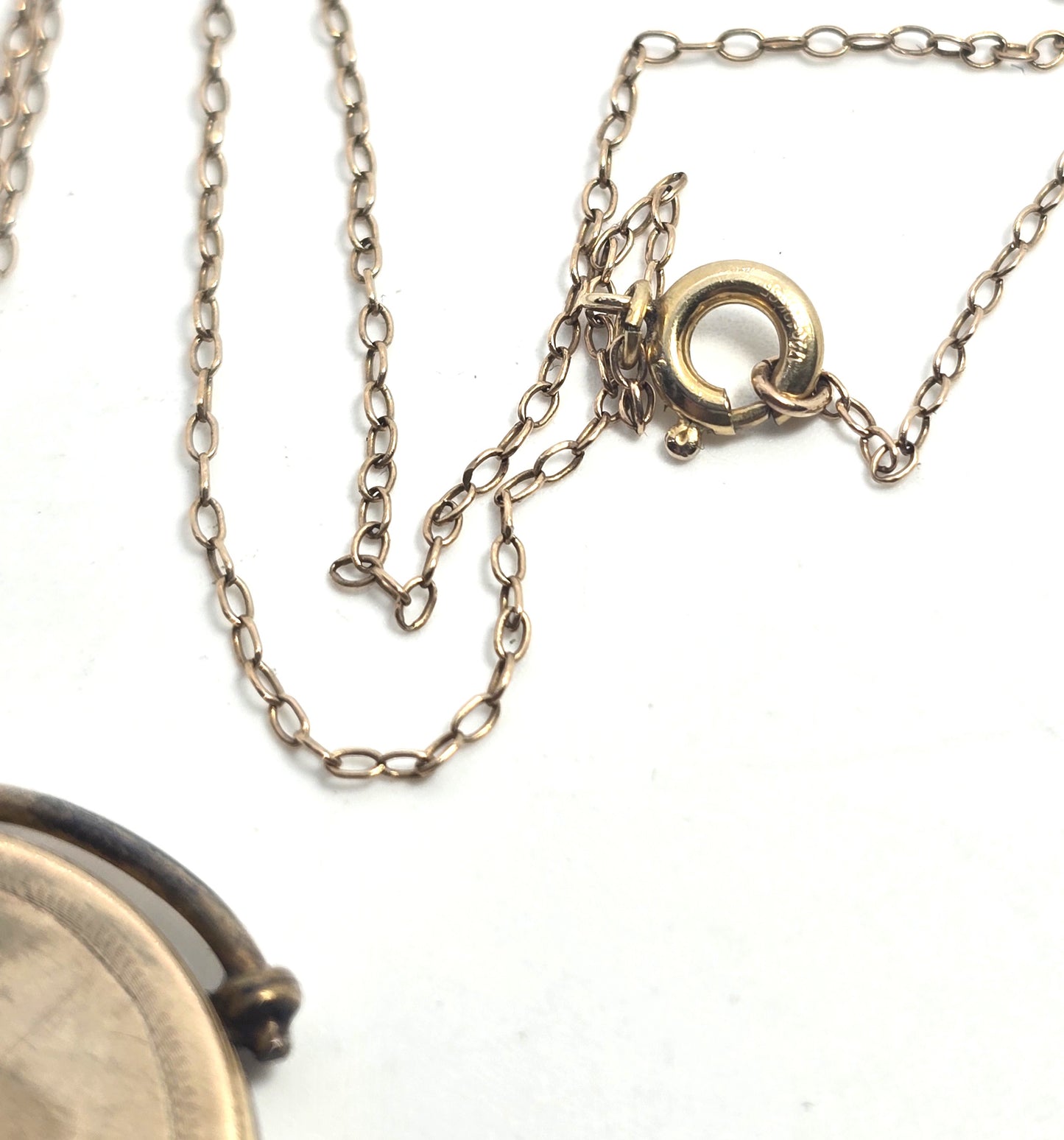 CQ&R antique gold filled etched antique Victorian locket necklace blank