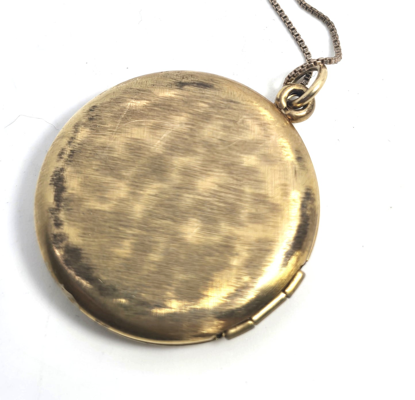 12k Gold filled etched heart and flower locket mid century photo necklace