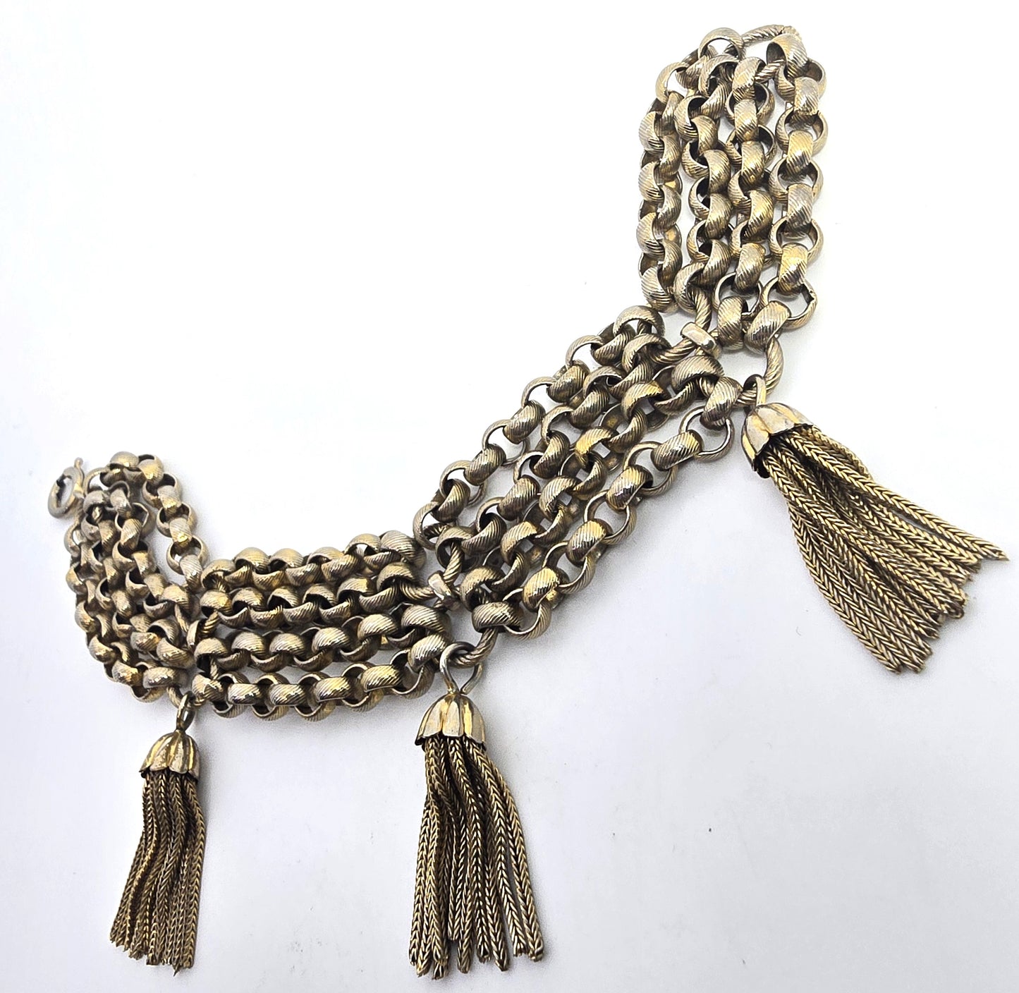 Germany Gold toned link vintage three tassel chain bracelet