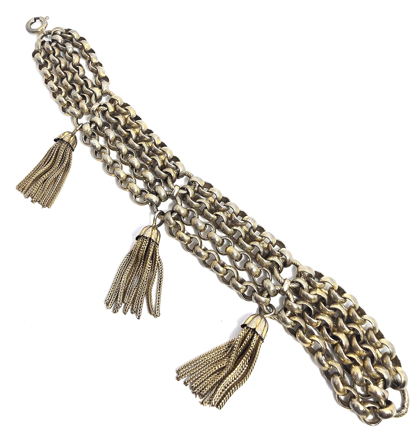 Germany Gold toned link vintage three tassel chain bracelet