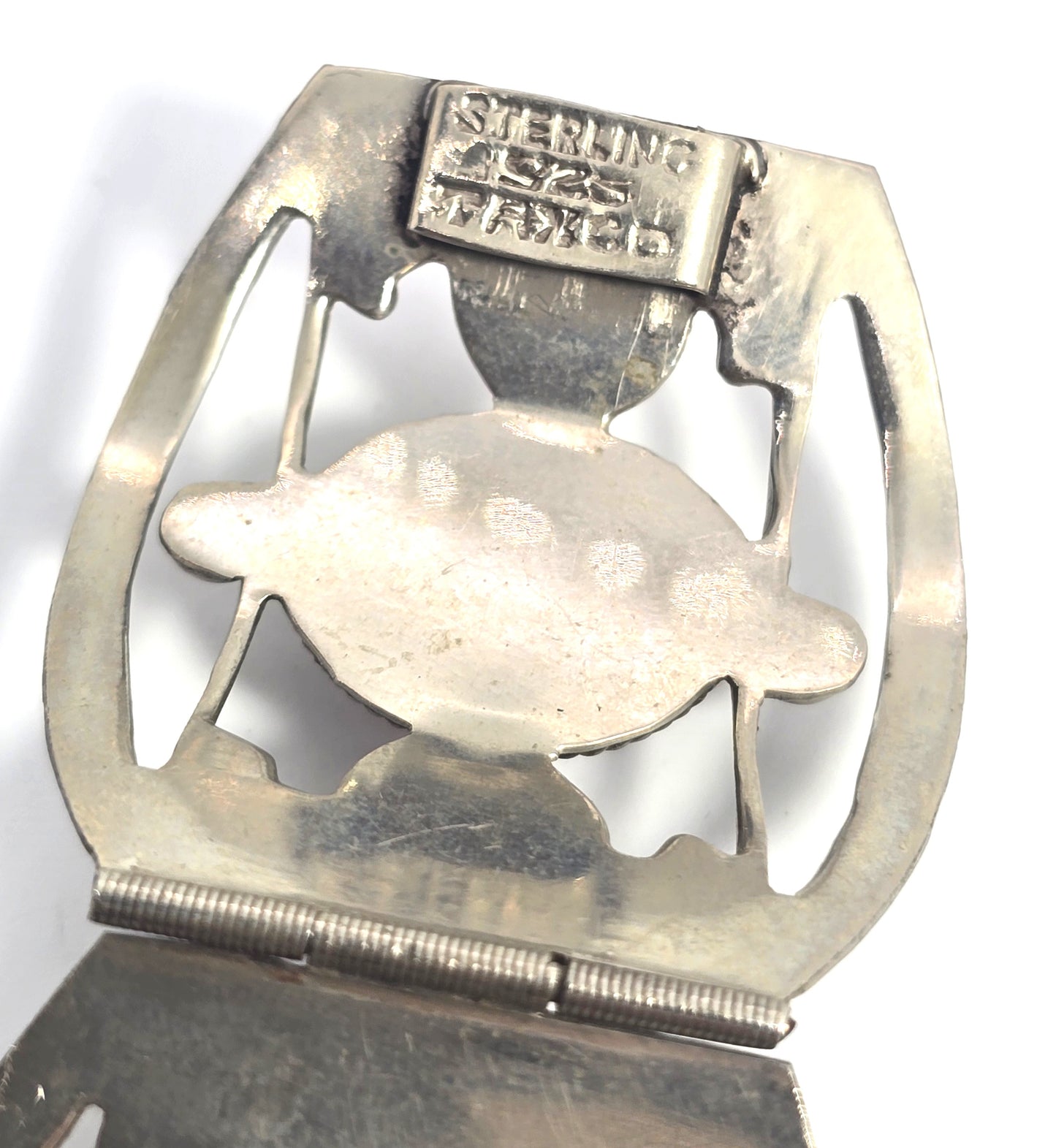 Mexican Dichroic glass Jelly Opal artisan  Large silver plated 4 panel bracelet