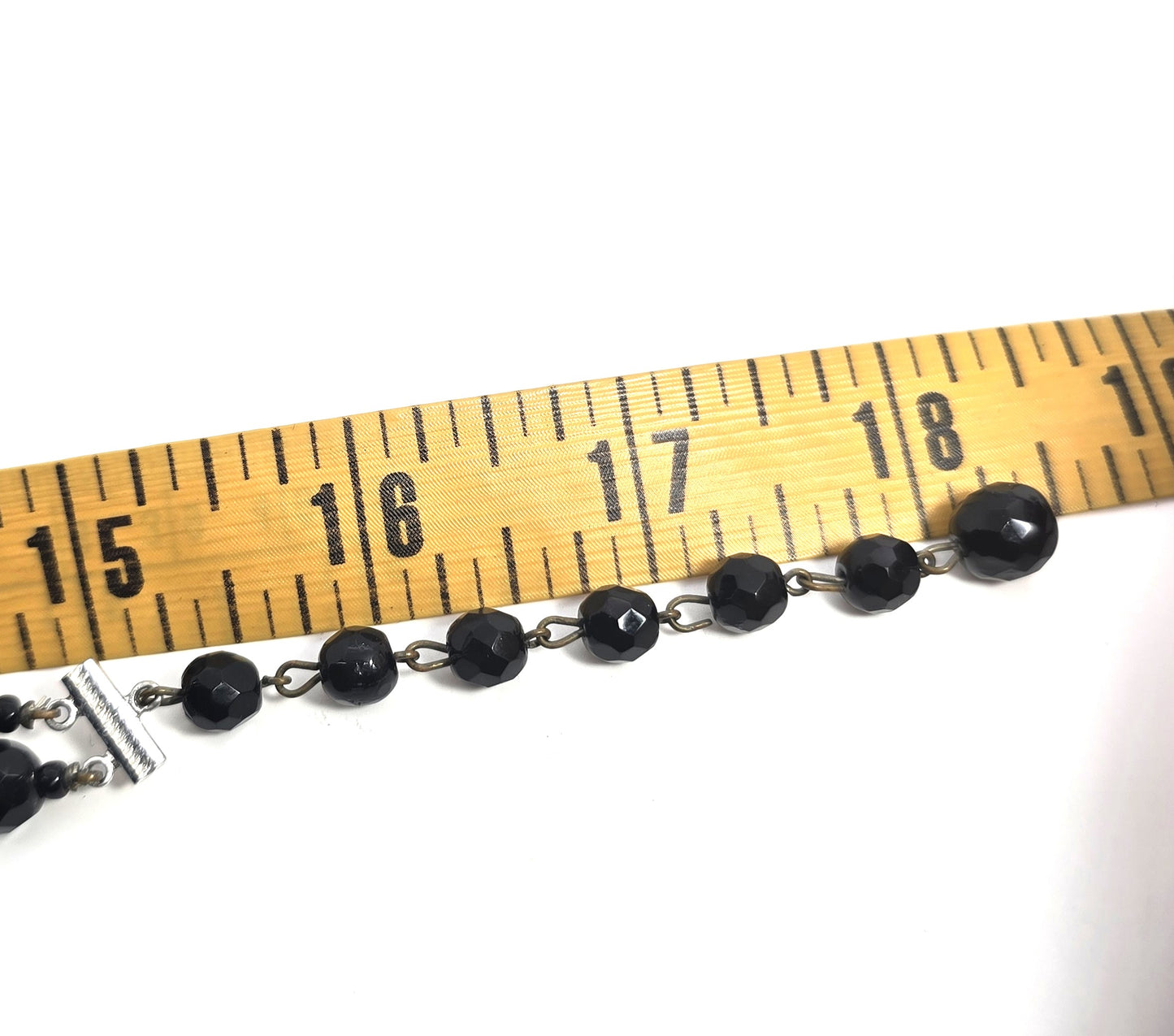 West Germany black faceted 2 strand graduated beaded vintage necklace