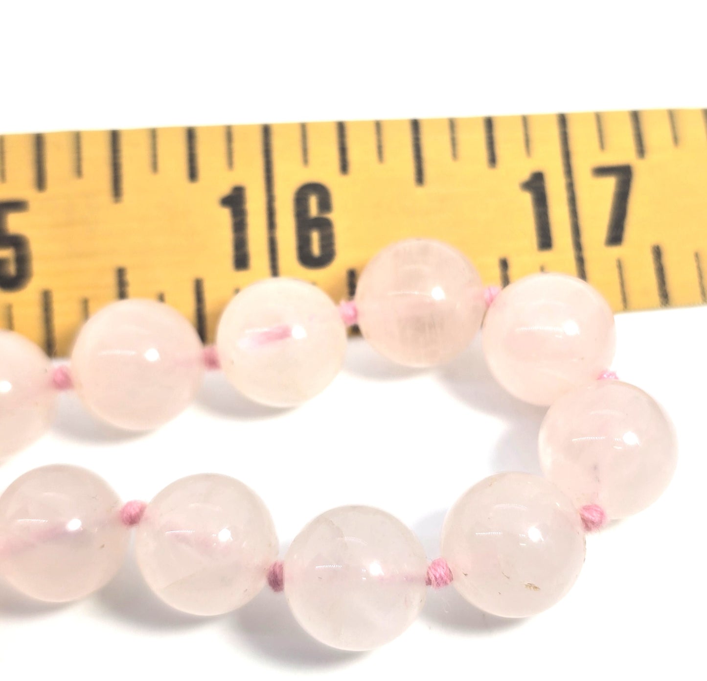 Rose quartz natural gemstone 10mm carved flower vintage beaded necklace
