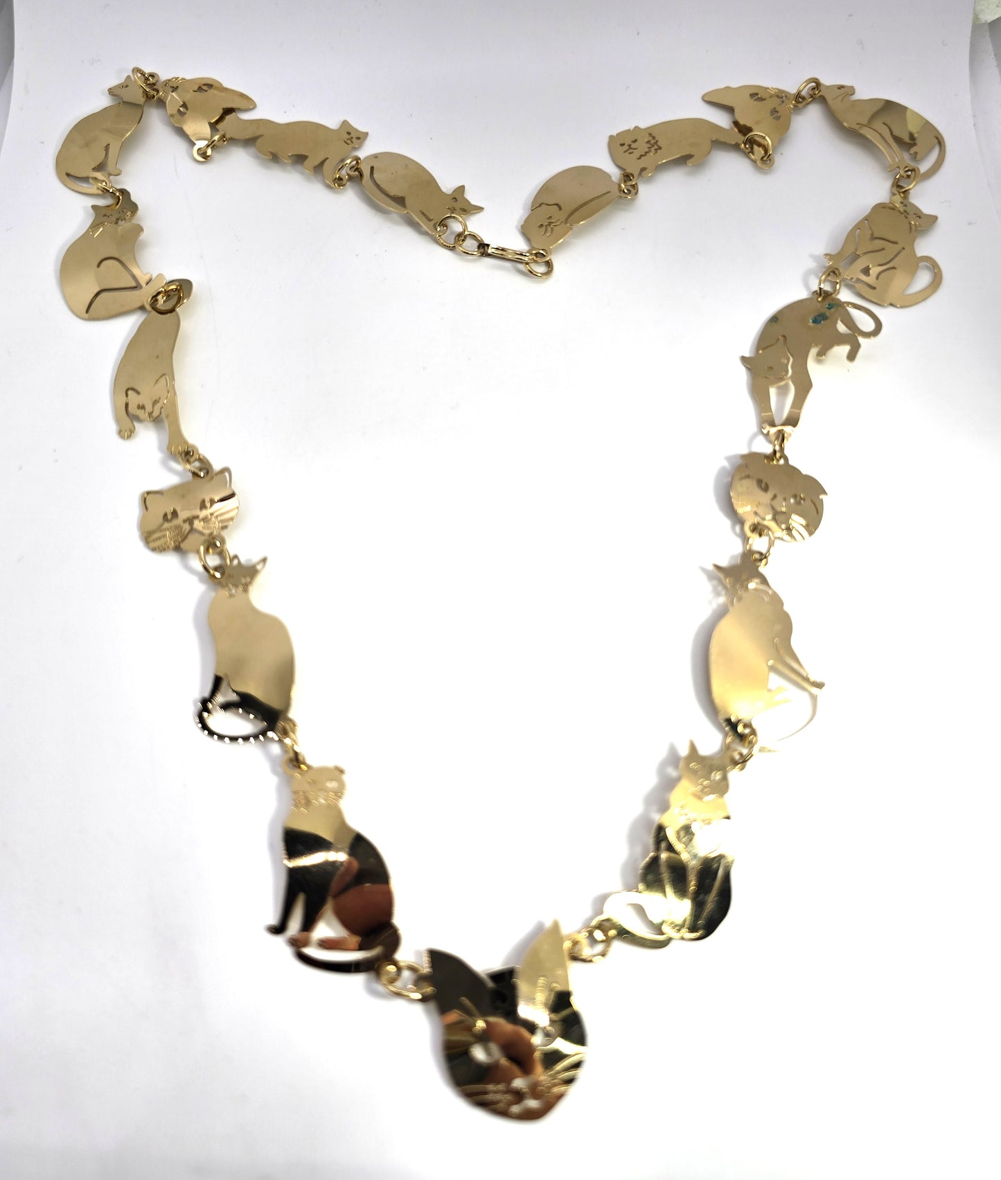 Wild Bryde Cat Lovers vintage 14k gold plated multi breed necklace with tags 1989