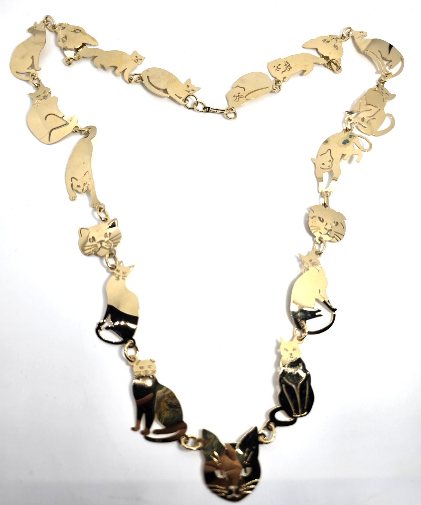 Wild Bryde Cat Lovers vintage 14k gold plated multi breed necklace with tags 1989