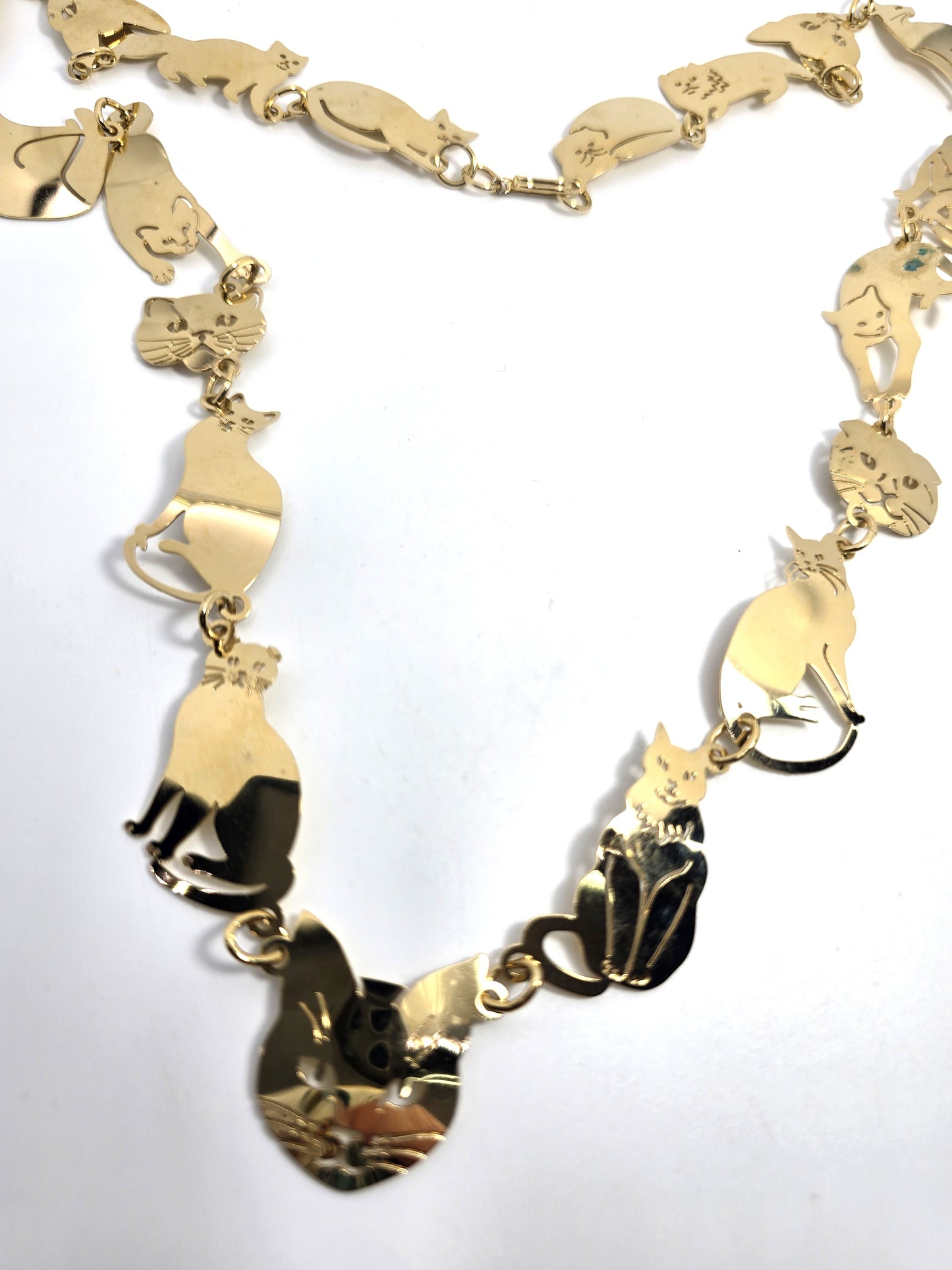 Wild Bryde Cat Lovers vintage 14k gold plated multi breed necklace with tags 1989
