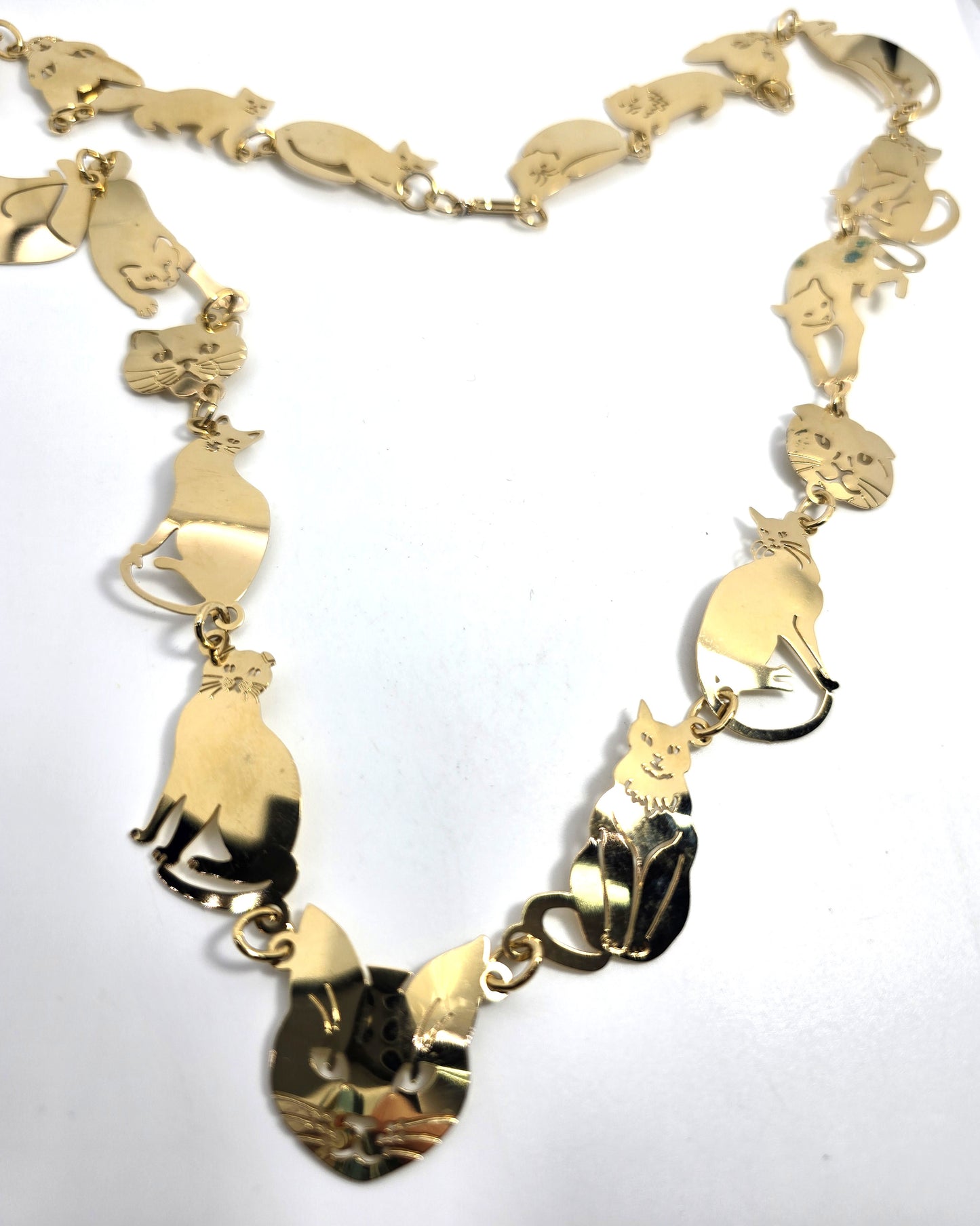 Wild Bryde Cat Lovers vintage 14k gold plated multi breed necklace with tags 1989