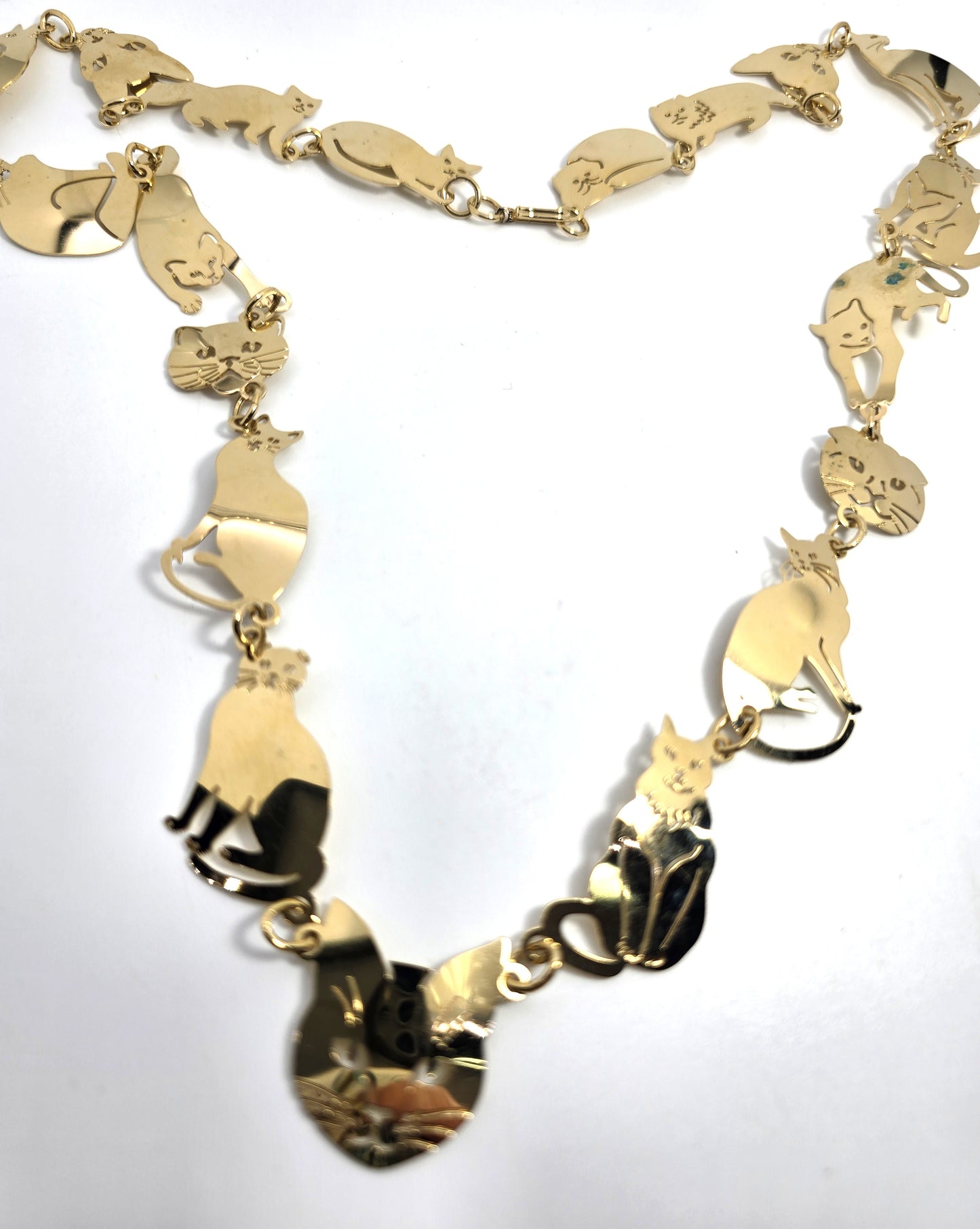 Wild Bryde Cat Lovers vintage 14k gold plated multi breed necklace with tags 1989