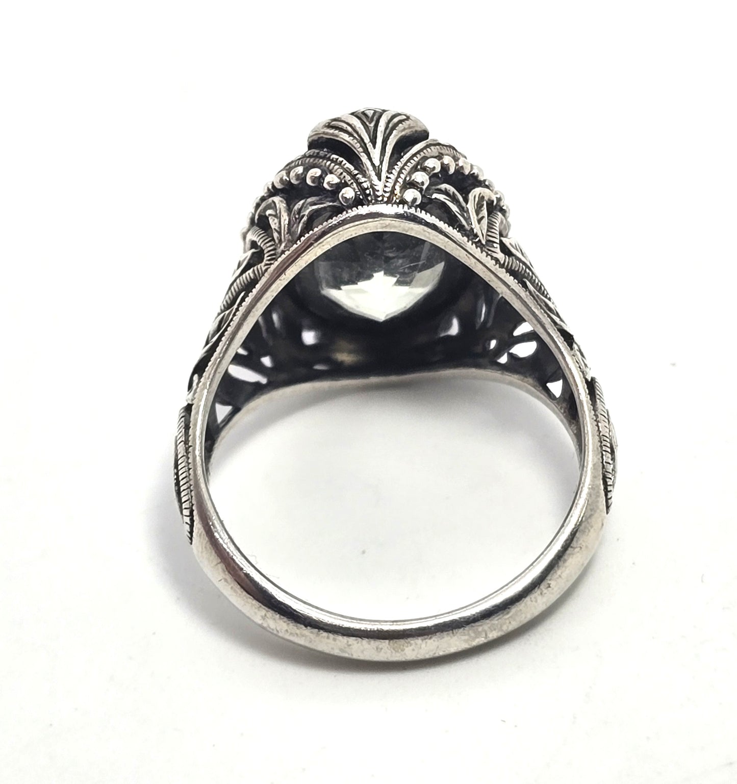 Prasiolite Green Quartz 5.00 ct tw and Sterling Silver Filigree Ring Size 7