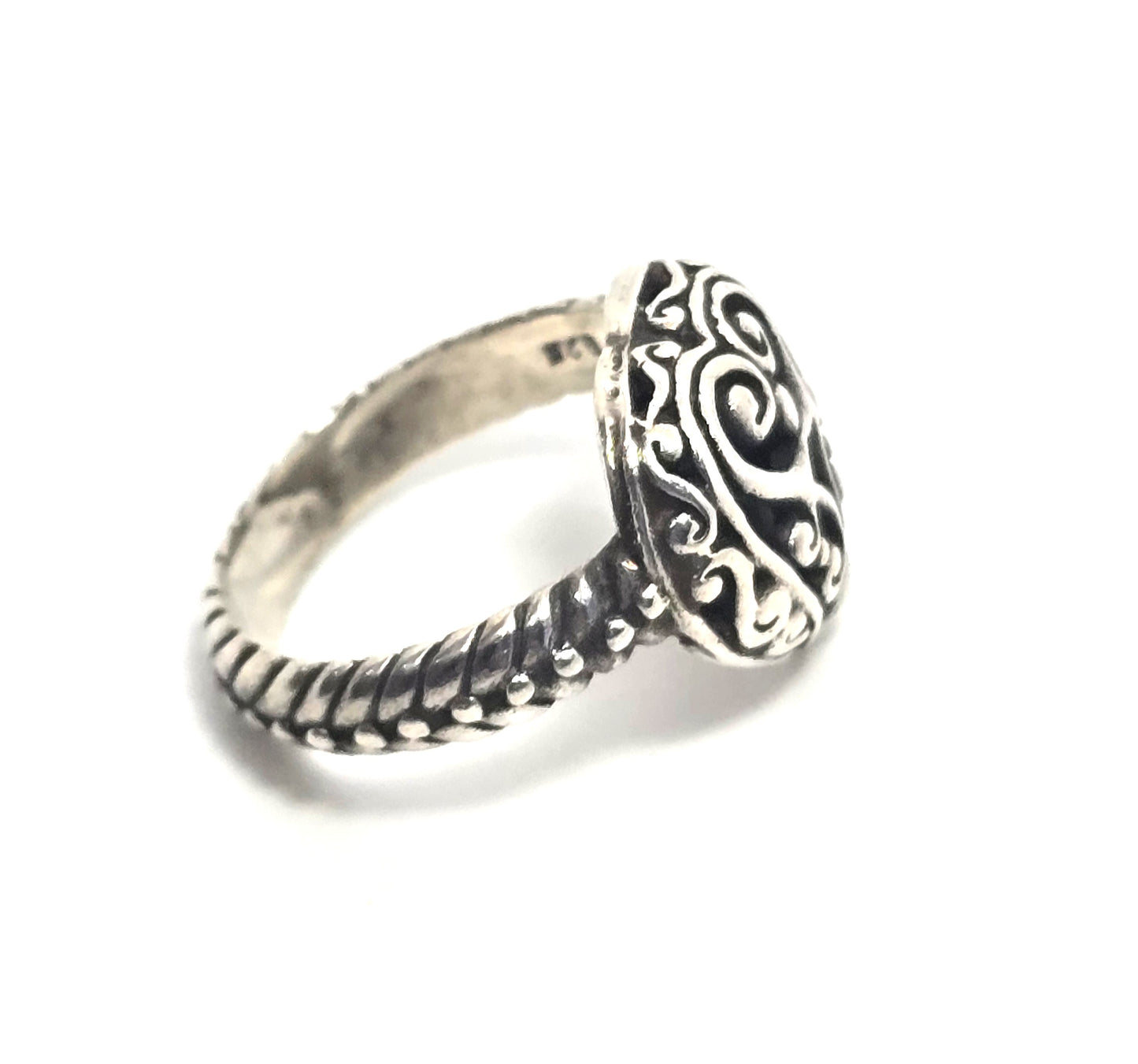 Brighton Heart filigree signed sterling silver decorated band ring size 7