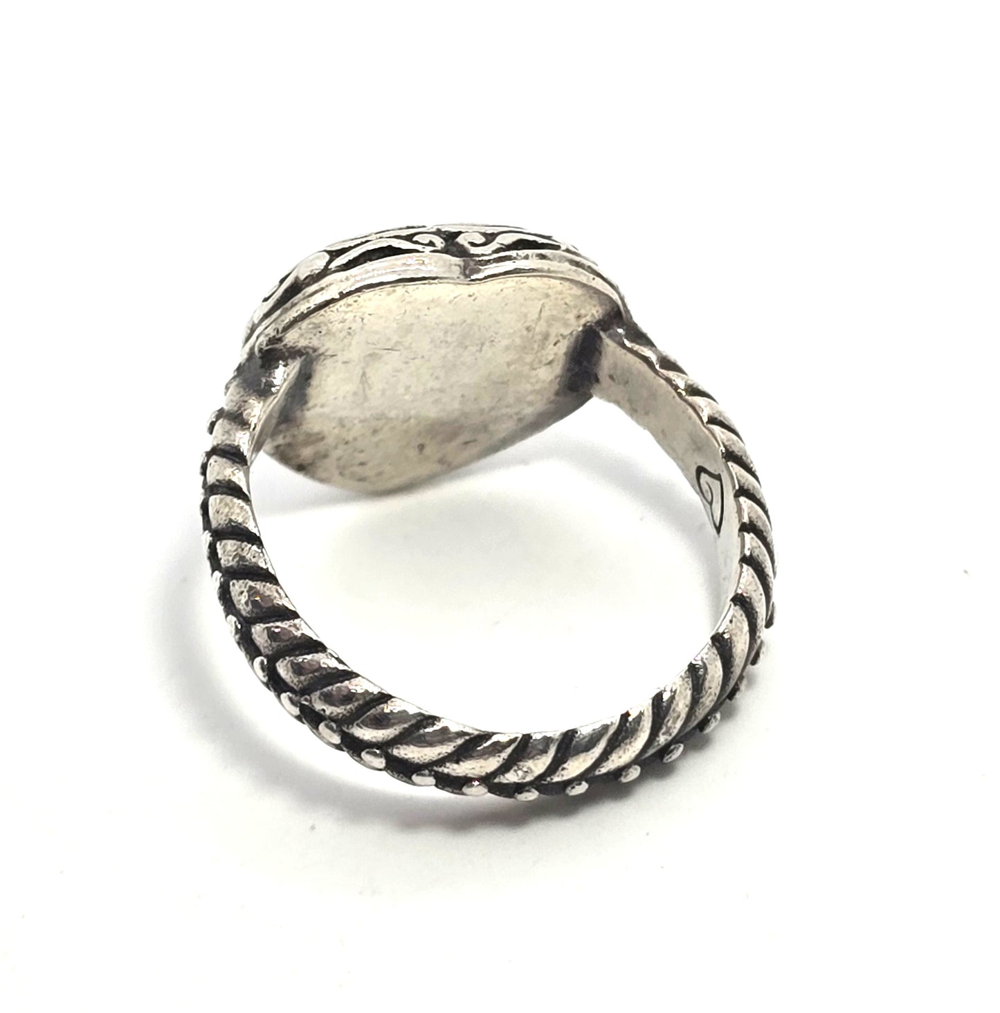Brighton Heart filigree signed sterling silver decorated band ring size 7