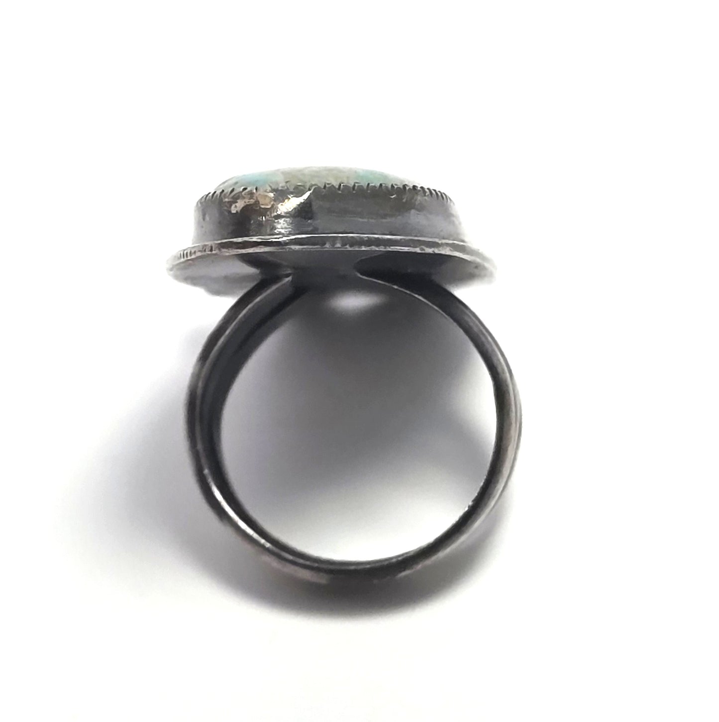 Navajo Large Royston Turquoise Ring Signed LS NA vintage sterling silver size 6