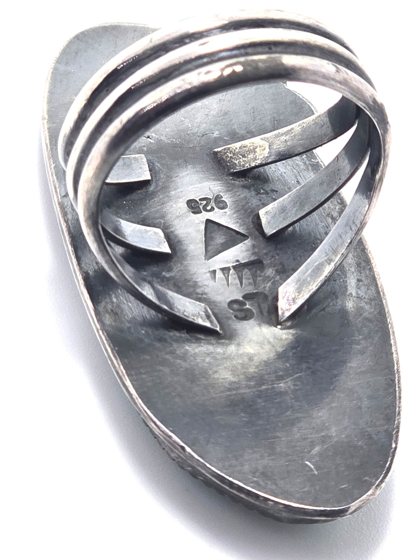 Navajo Large Royston Turquoise Ring Signed LS NA vintage sterling silver size 6