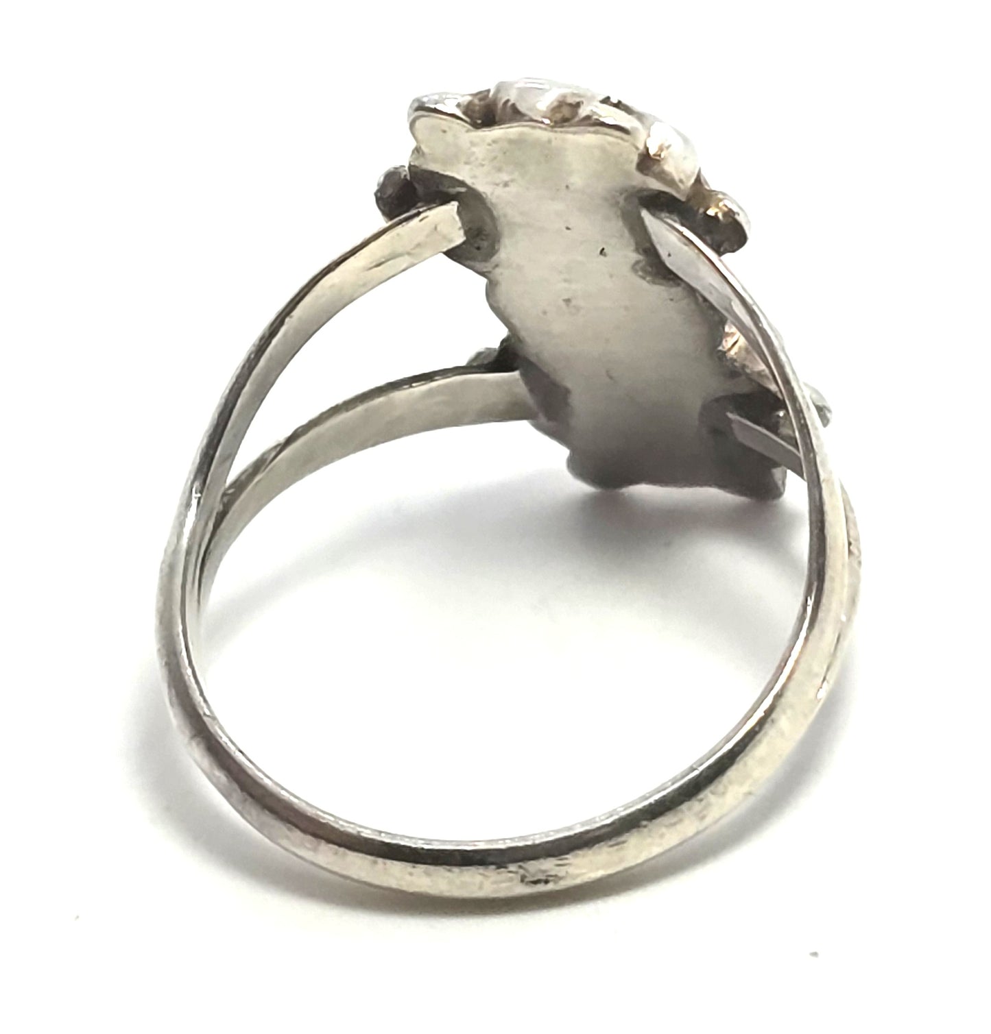 Zuni double flower Native American Sterling Silver Turquoise Cluster Ring Size 8