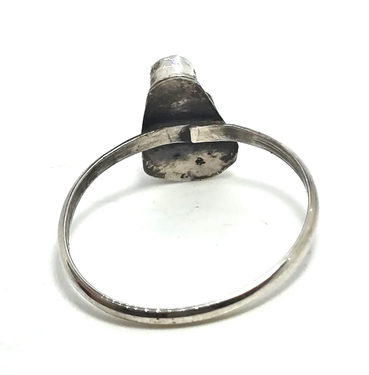 Turquoise Red coral small petite Navajo vintage sterling silver ring size 8