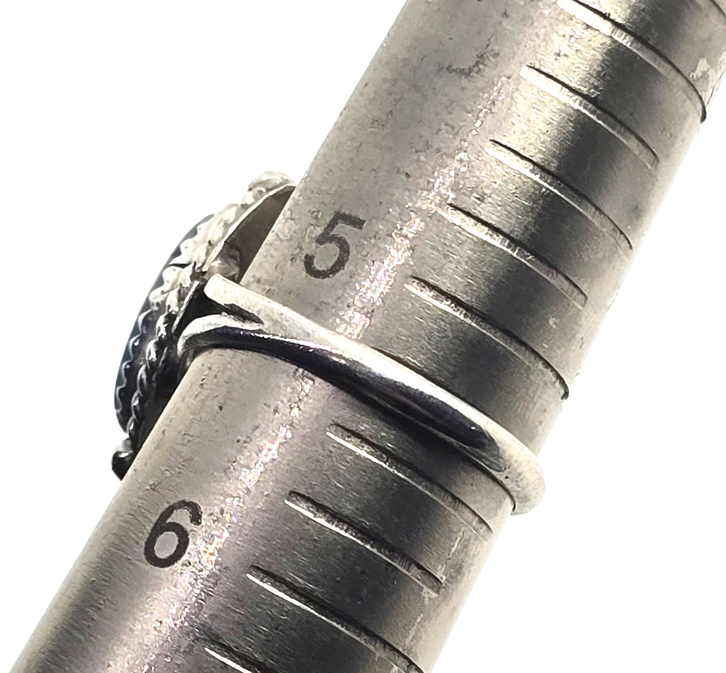 Marquis turquoise Native American D signed vintage Sterling Silver ring size 5.5