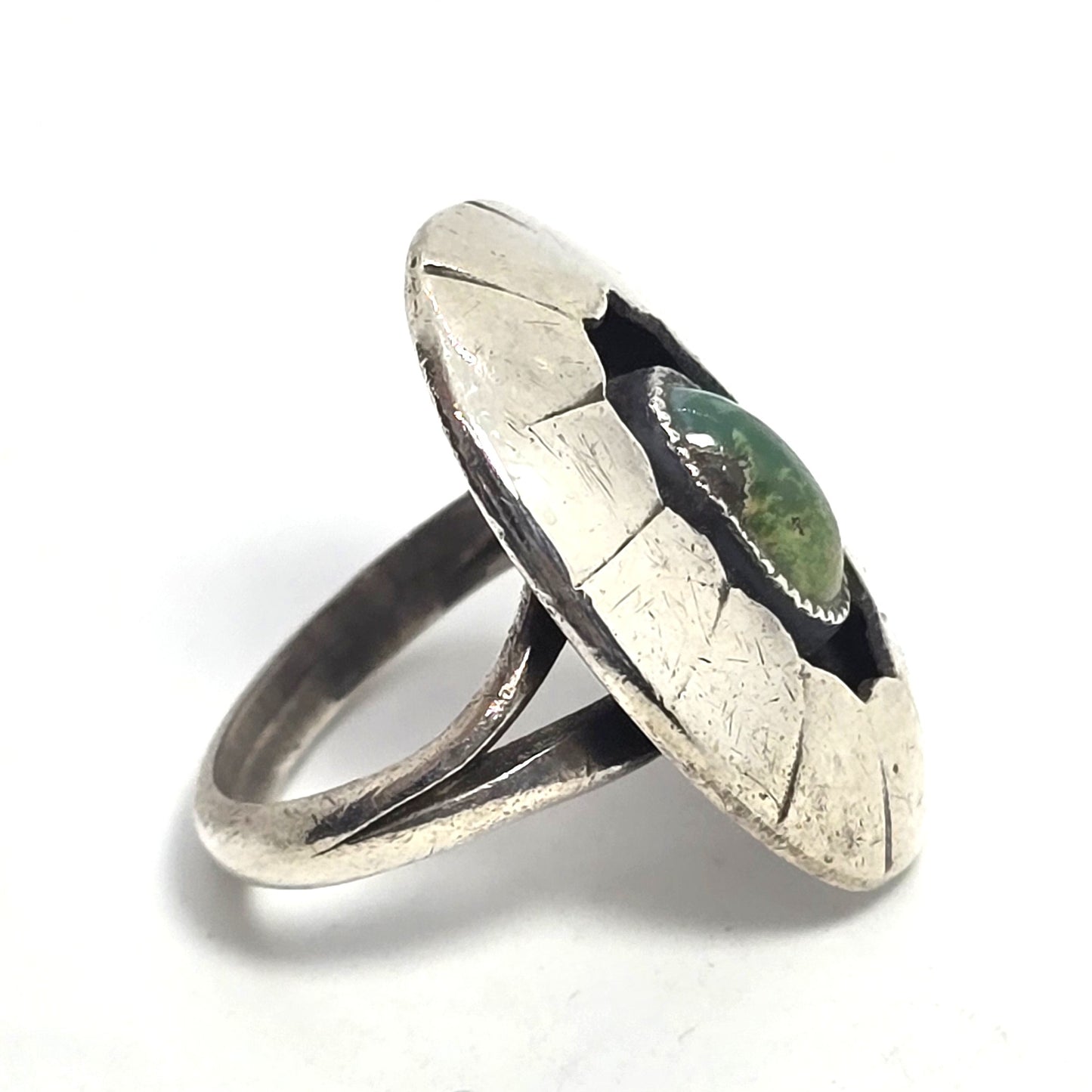 Turquoise Shadowbox Native American vintage sterling silver ring size 6