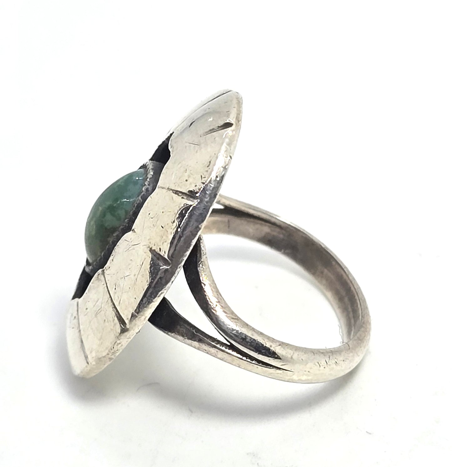 Turquoise Shadowbox Native American vintage sterling silver ring size 6