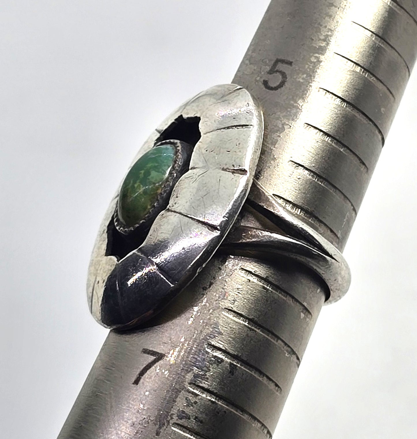Turquoise Shadowbox Native American vintage sterling silver ring size 6