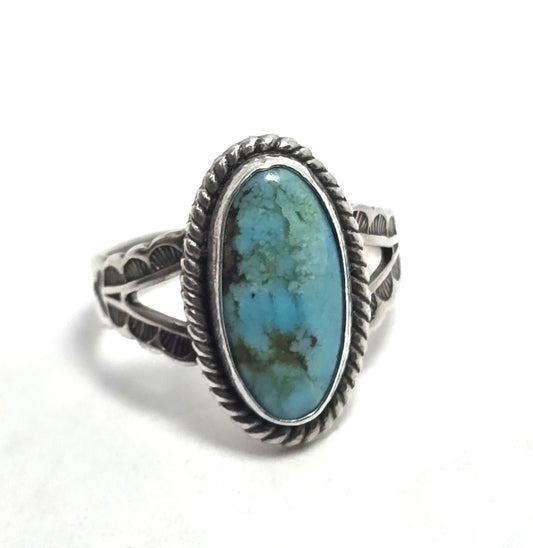 Juan Pedro Garcia Santo Domingo vintage sterling silver turquoise ring size 5